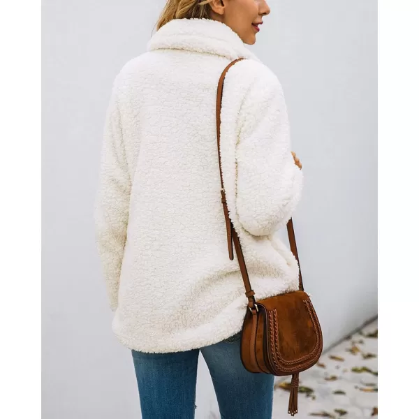 imagePRETTYGARDEN Womens Fashion Winter Coat Sherpa Fleece Faux Fur Shearling Oversized Trendy Jackets Warm OuterwearStyle Two White
