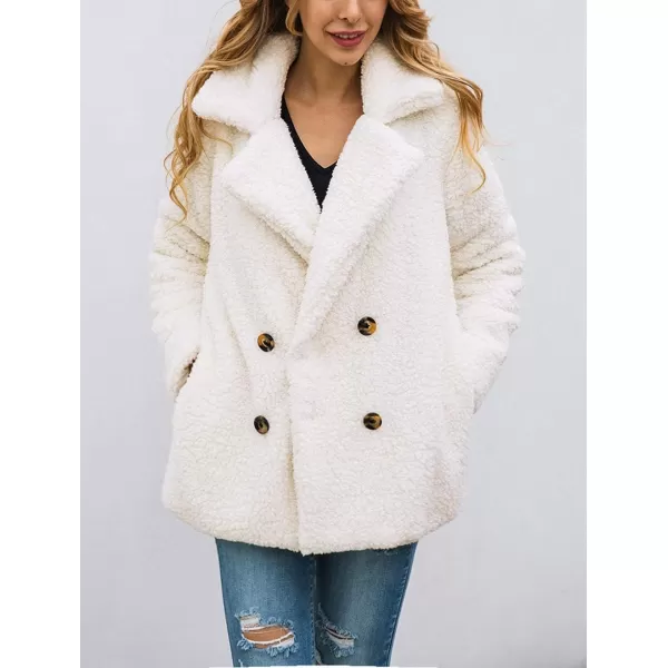 imagePRETTYGARDEN Womens Fashion Winter Coat Sherpa Fleece Faux Fur Shearling Oversized Trendy Jackets Warm OuterwearStyle Two White