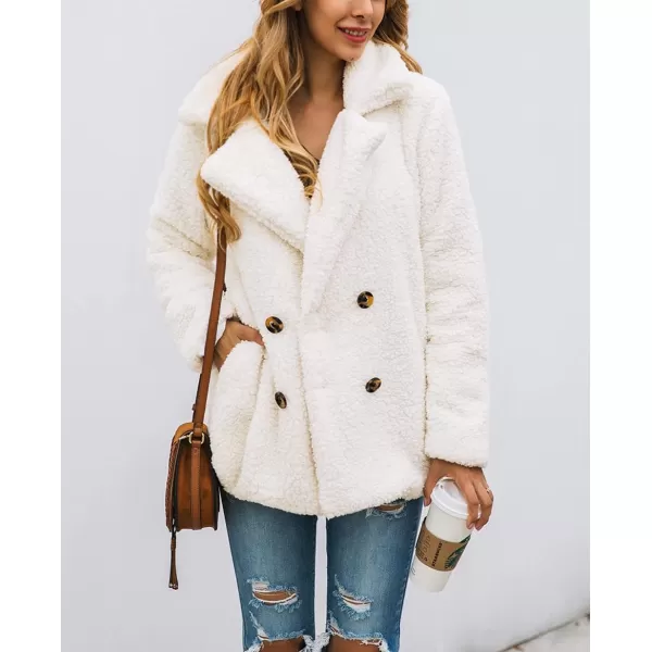imagePRETTYGARDEN Womens Fashion Winter Coat Sherpa Fleece Faux Fur Shearling Oversized Trendy Jackets Warm OuterwearStyle Two White