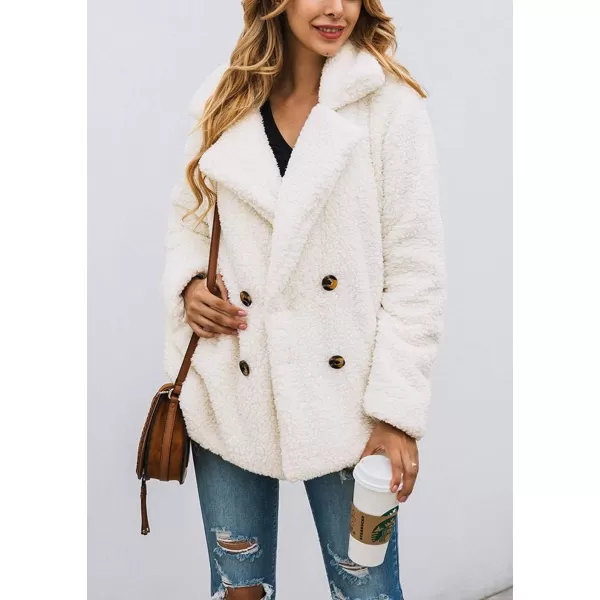 imagePRETTYGARDEN Womens Fashion Winter Coat Sherpa Fleece Faux Fur Shearling Oversized Trendy Jackets Warm OuterwearStyle Two White