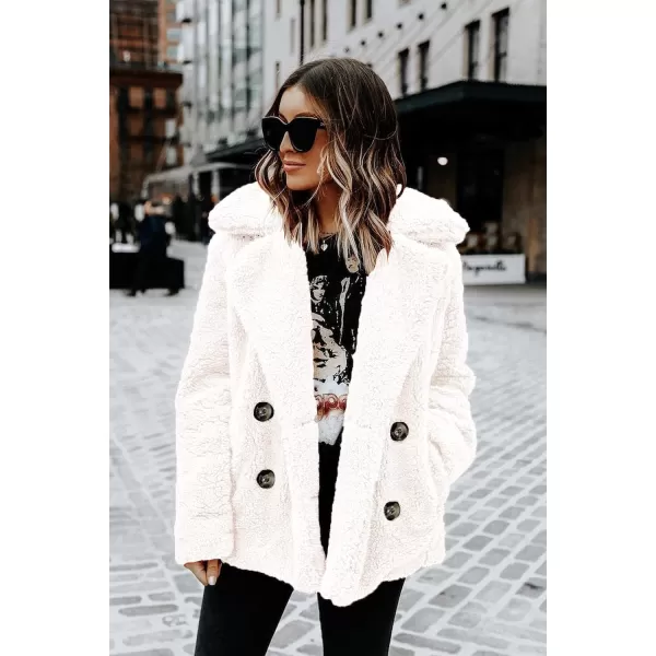 imagePRETTYGARDEN Womens Fashion Winter Coat Sherpa Fleece Faux Fur Shearling Oversized Trendy Jackets Warm OuterwearStyle Two White