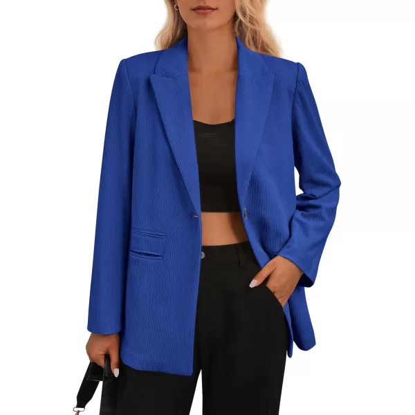 imagePRETTYGARDEN Womens Winter Corduroy Blazers Jackets Dressy Casual Ribbed Long Sleeve Lapel Fashion Work Business OuterwearBlue