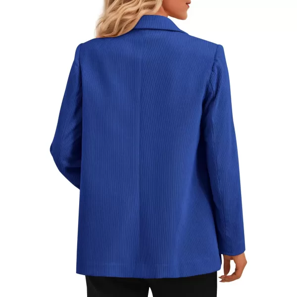 imagePRETTYGARDEN Womens Winter Corduroy Blazers Jackets Dressy Casual Ribbed Long Sleeve Lapel Fashion Work Business OuterwearBlue