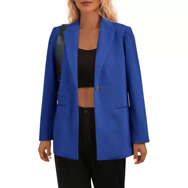 imagePRETTYGARDEN Womens Winter Corduroy Blazers Jackets Dressy Casual Ribbed Long Sleeve Lapel Fashion Work Business OuterwearBlue