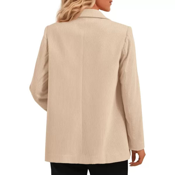 imagePRETTYGARDEN Womens Winter Corduroy Blazers Jackets Dressy Casual Ribbed Long Sleeve Lapel Fashion Work Business OuterwearLight Khaki