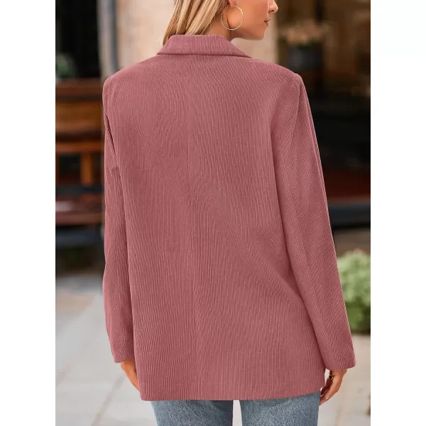 imagePRETTYGARDEN Womens Winter Corduroy Blazers Jackets Dressy Casual Ribbed Long Sleeve Lapel Fashion Work Business OuterwearPink