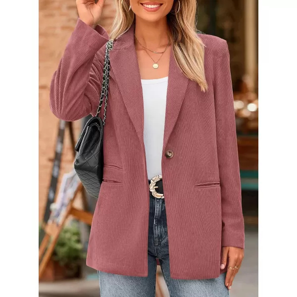 imagePRETTYGARDEN Womens Winter Corduroy Blazers Jackets Dressy Casual Ribbed Long Sleeve Lapel Fashion Work Business OuterwearPink