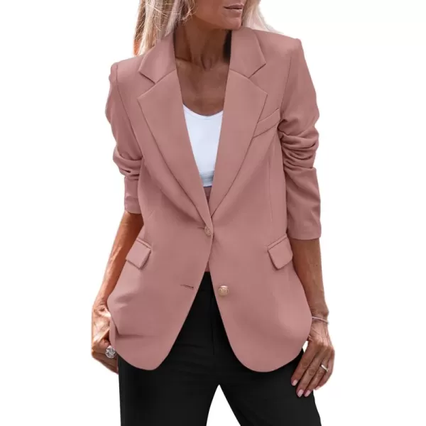 imagePRETTYGARDEN Womens 2024 Fall Business Casual Blazers Long Sleeve Notch Lapel Trendy Work Office Blazer Jackets OuterwearDark Pink