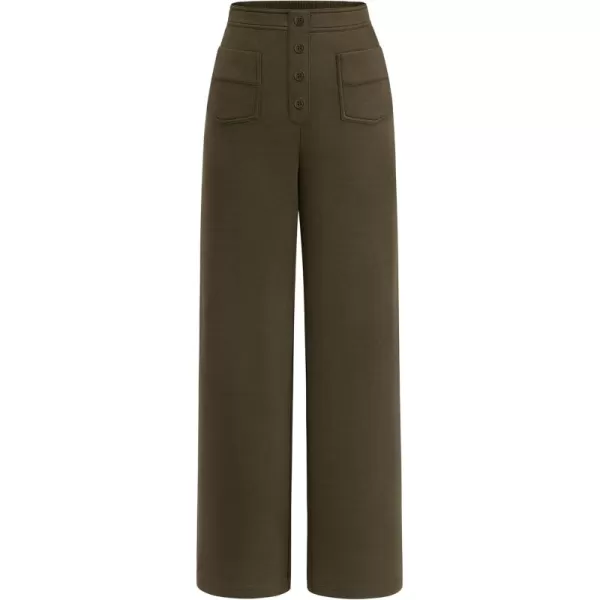 imagePRETTYGARDEN Womens Dressy Casual Dress Pants Straight Leg High Elastic Waisted Stretch Trouser SlacksArmy Green