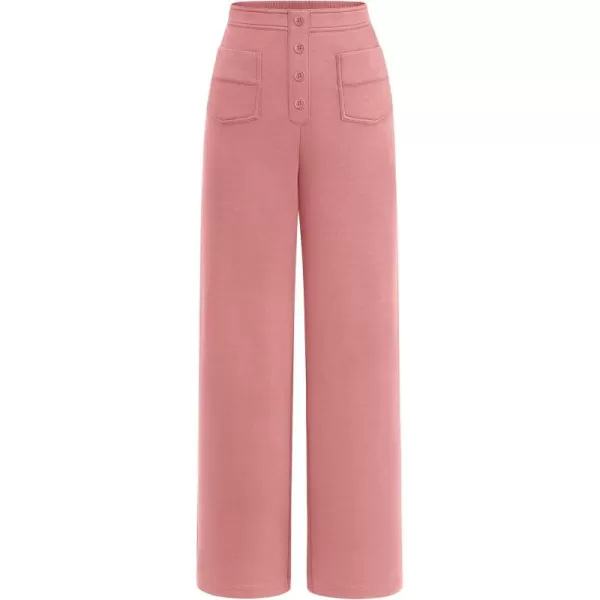 imagePRETTYGARDEN Womens Dressy Casual Dress Pants Straight Leg High Elastic Waisted Stretch Trouser SlacksDusty Pink