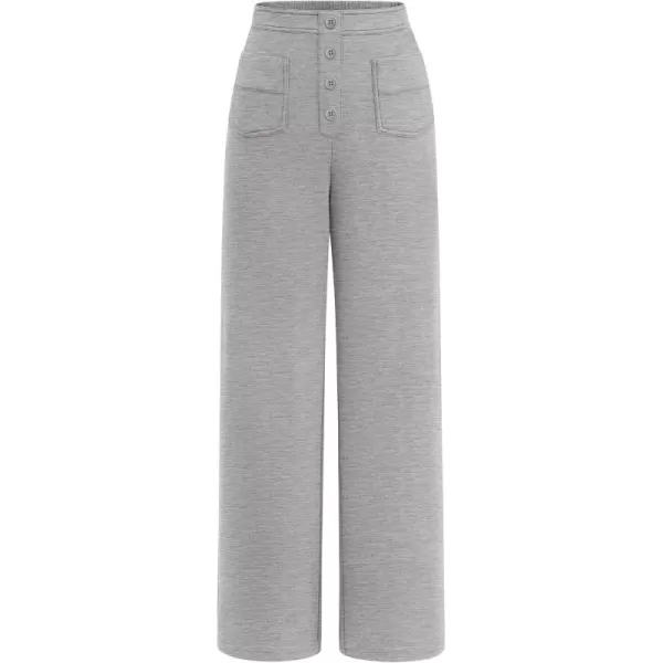 imagePRETTYGARDEN Womens Dressy Casual Dress Pants Straight Leg High Elastic Waisted Stretch Trouser SlacksGrey