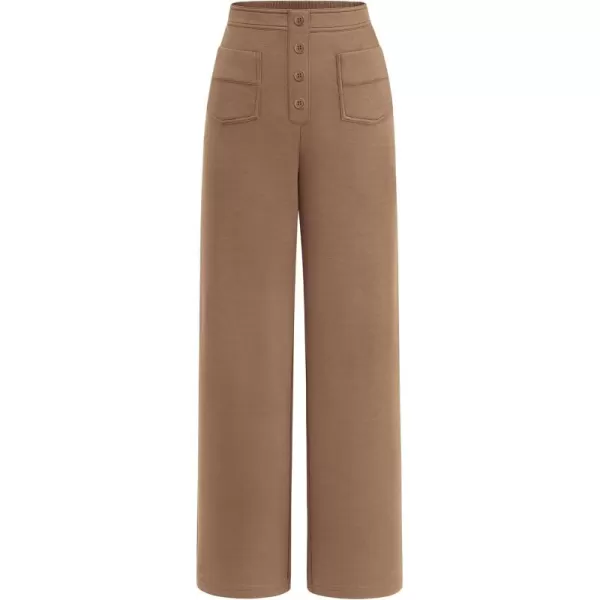 imagePRETTYGARDEN Womens Dressy Casual Dress Pants Straight Leg High Elastic Waisted Stretch Trouser SlacksKhaki