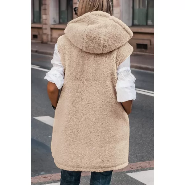imagePRETTYGARDEN Womens 2024 Fall Reversible Vests Sleeveless Fleece Jacket Zip Up Hoodie Pockets Long Warm Winter Coat OuterwearBrown