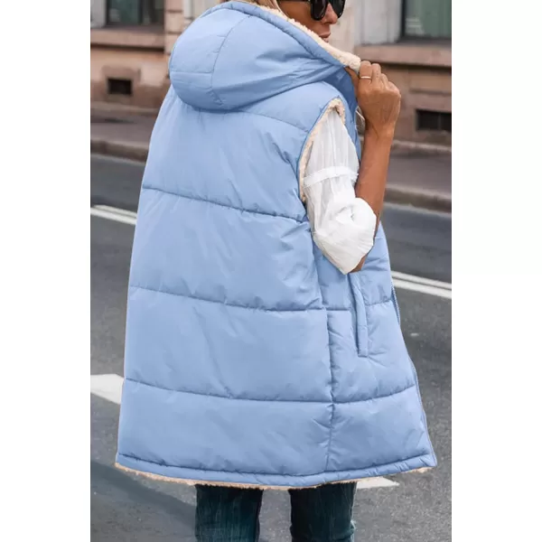 imagePRETTYGARDEN Womens 2024 Fall Reversible Vests Sleeveless Fleece Jacket Zip Up Hoodie Pockets Long Warm Winter Coat OuterwearLight Blue