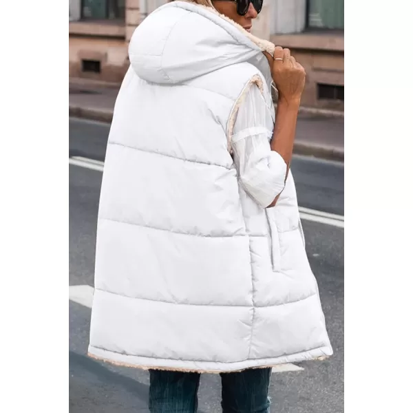 imagePRETTYGARDEN Womens 2024 Fall Reversible Vests Sleeveless Fleece Jacket Zip Up Hoodie Pockets Long Warm Winter Coat OuterwearWhite
