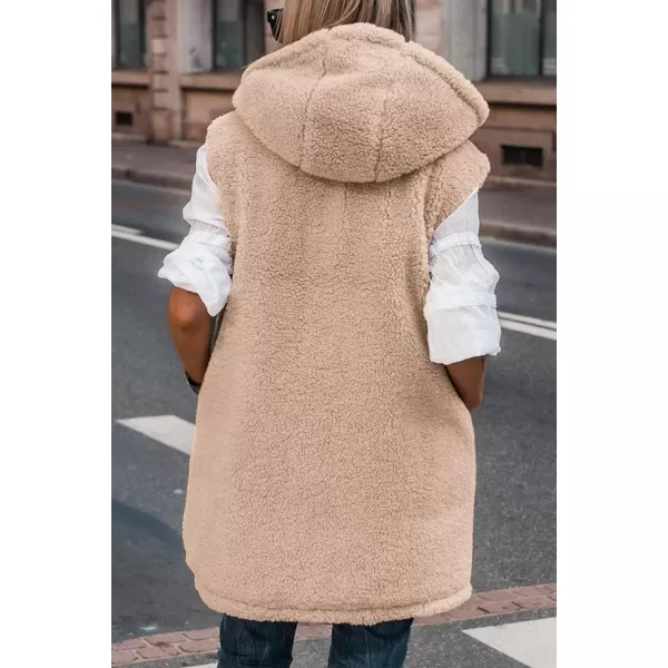 imagePRETTYGARDEN Womens 2024 Fall Reversible Vests Sleeveless Fleece Jacket Zip Up Hoodie Pockets Long Warm Winter Coat OuterwearWine Red