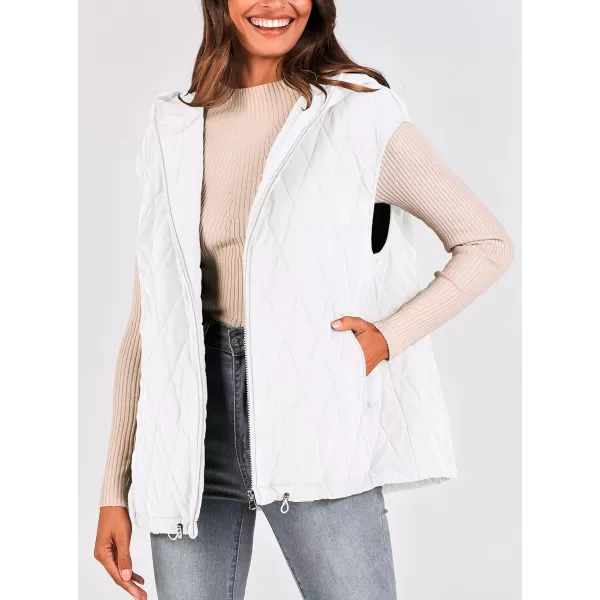 imagePRETTYGARDEN Womens 2024 Fall Vest Casual Sleeveless Hooded Zip Up Jacket Trendy Winter Coat OuterwearBeige White