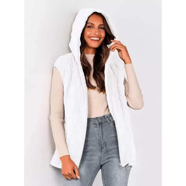 imagePRETTYGARDEN Womens 2024 Fall Vest Casual Sleeveless Hooded Zip Up Jacket Trendy Winter Coat OuterwearBeige White