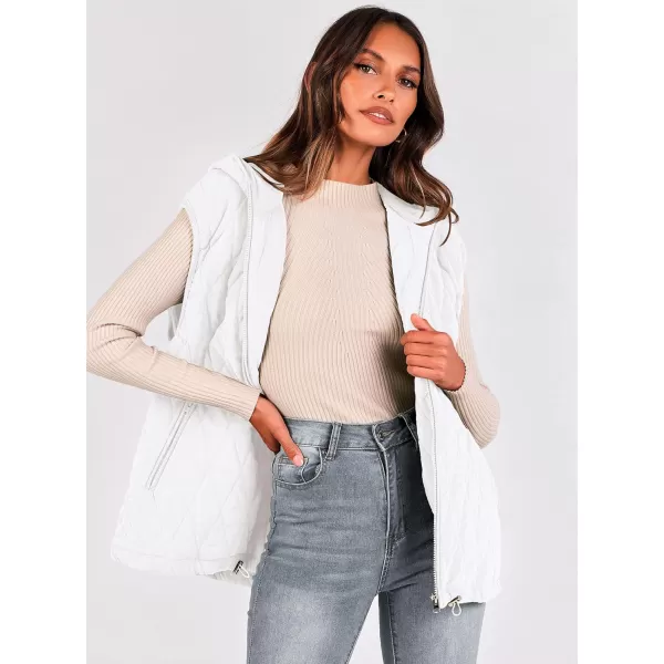 imagePRETTYGARDEN Womens 2024 Fall Vest Casual Sleeveless Hooded Zip Up Jacket Trendy Winter Coat OuterwearBeige White