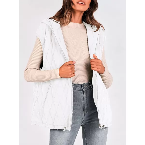 imagePRETTYGARDEN Womens 2024 Fall Vest Casual Sleeveless Hooded Zip Up Jacket Trendy Winter Coat OuterwearBeige White