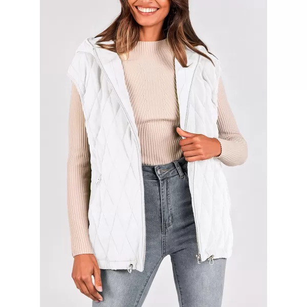 imagePRETTYGARDEN Womens 2024 Fall Vest Casual Sleeveless Hooded Zip Up Jacket Trendy Winter Coat OuterwearBeige White