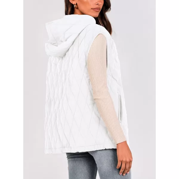 imagePRETTYGARDEN Womens 2024 Fall Vest Casual Sleeveless Hooded Zip Up Jacket Trendy Winter Coat OuterwearBeige White