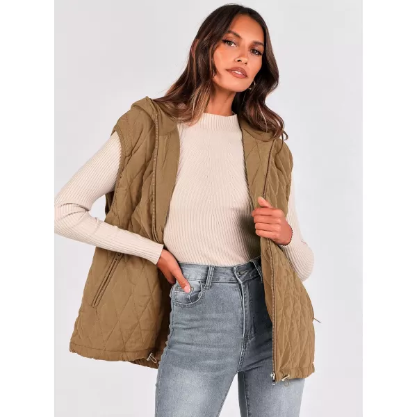 imagePRETTYGARDEN Womens 2024 Fall Vest Casual Sleeveless Hooded Zip Up Jacket Trendy Winter Coat OuterwearCamel