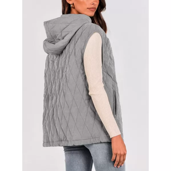 imagePRETTYGARDEN Womens 2024 Fall Vest Casual Sleeveless Hooded Zip Up Jacket Trendy Winter Coat OuterwearGrey