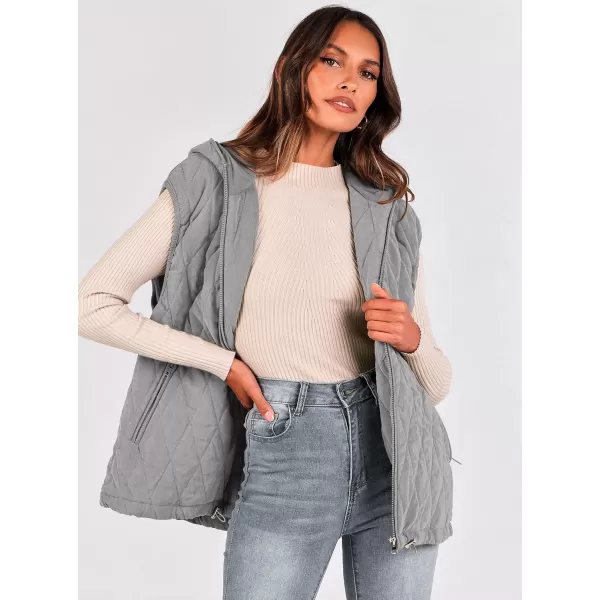 imagePRETTYGARDEN Womens 2024 Fall Vest Casual Sleeveless Hooded Zip Up Jacket Trendy Winter Coat OuterwearGrey