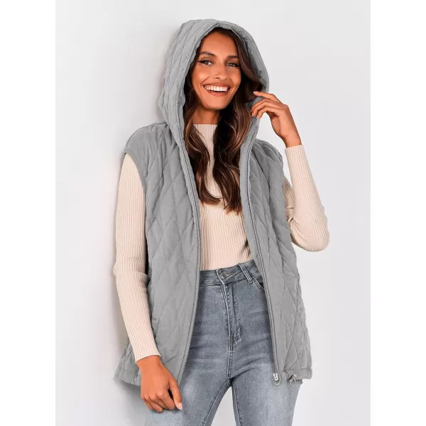 imagePRETTYGARDEN Womens 2024 Fall Vest Casual Sleeveless Hooded Zip Up Jacket Trendy Winter Coat OuterwearGrey