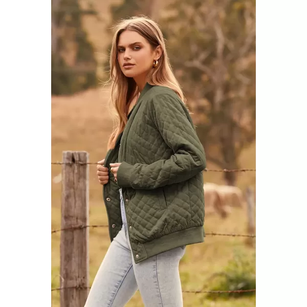 imagePRETTYGARDEN Womens Fall Fashion Jacket Long Sleeve Button Down Trendy Casual Outerwear Clothes Winter Coats with PocketsArmy Green
