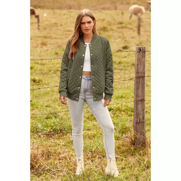 imagePRETTYGARDEN Womens Fall Fashion Jacket Long Sleeve Button Down Trendy Casual Outerwear Clothes Winter Coats with PocketsArmy Green