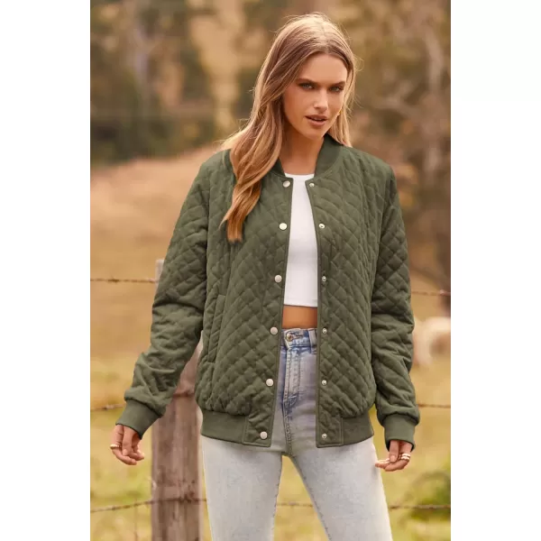 imagePRETTYGARDEN Womens Fall Fashion Jacket Long Sleeve Button Down Trendy Casual Outerwear Clothes Winter Coats with PocketsArmy Green
