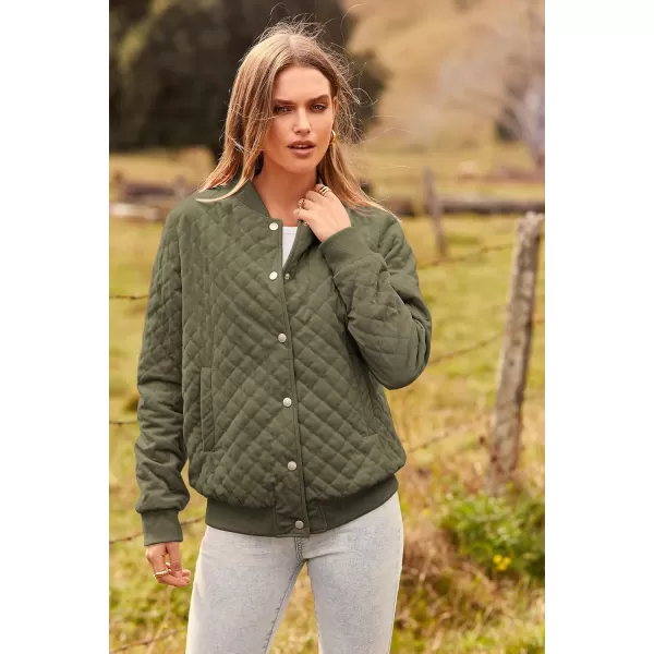 imagePRETTYGARDEN Womens Fall Fashion Jacket Long Sleeve Button Down Trendy Casual Outerwear Clothes Winter Coats with PocketsArmy Green
