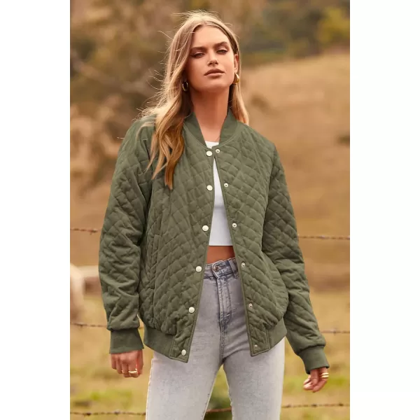imagePRETTYGARDEN Womens Fall Fashion Jacket Long Sleeve Button Down Trendy Casual Outerwear Clothes Winter Coats with PocketsArmy Green