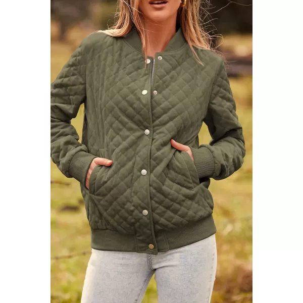 imagePRETTYGARDEN Womens Fall Fashion Jacket Long Sleeve Button Down Trendy Casual Outerwear Clothes Winter Coats with PocketsArmy Green