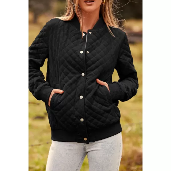 imagePRETTYGARDEN Womens Fall Fashion Jacket Long Sleeve Button Down Trendy Casual Outerwear Clothes Winter Coats with PocketsBlack