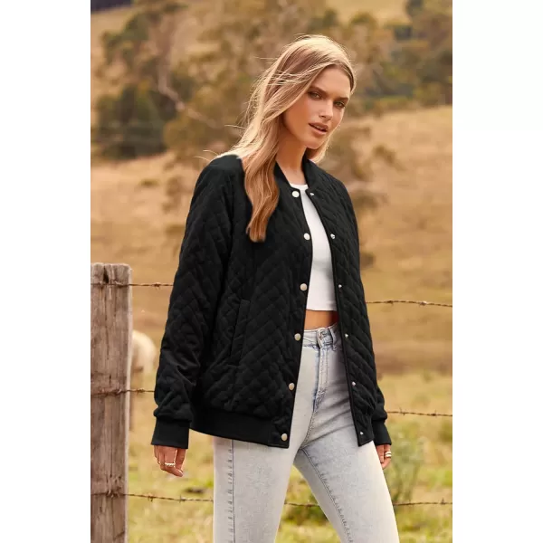 imagePRETTYGARDEN Womens Fall Fashion Jacket Long Sleeve Button Down Trendy Casual Outerwear Clothes Winter Coats with PocketsBlack