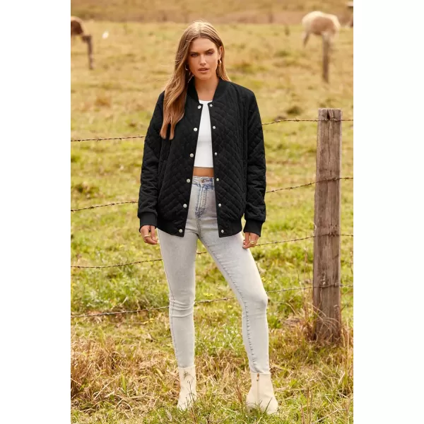 imagePRETTYGARDEN Womens Fall Fashion Jacket Long Sleeve Button Down Trendy Casual Outerwear Clothes Winter Coats with PocketsBlack
