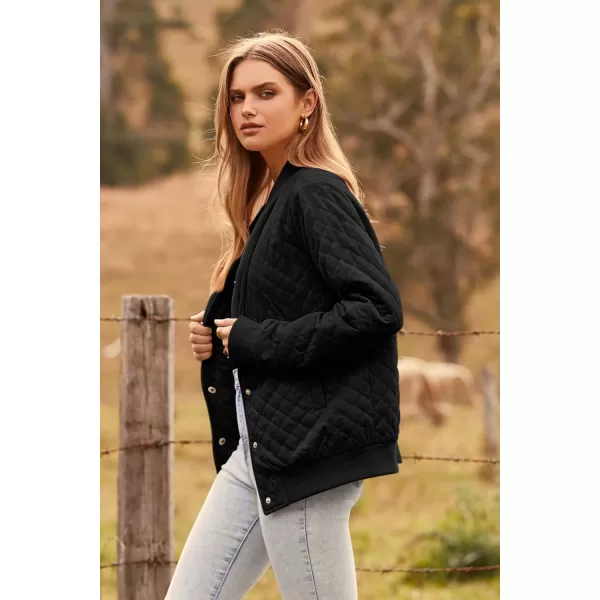 imagePRETTYGARDEN Womens Fall Fashion Jacket Long Sleeve Button Down Trendy Casual Outerwear Clothes Winter Coats with PocketsBlack