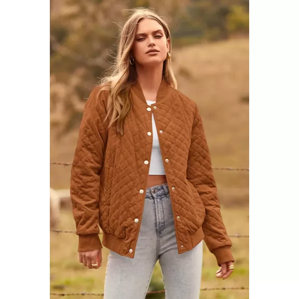 imagePRETTYGARDEN Womens Fall Fashion Jacket Long Sleeve Button Down Trendy Casual Outerwear Clothes Winter Coats with PocketsBrown