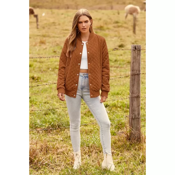 imagePRETTYGARDEN Womens Fall Fashion Jacket Long Sleeve Button Down Trendy Casual Outerwear Clothes Winter Coats with PocketsBrown