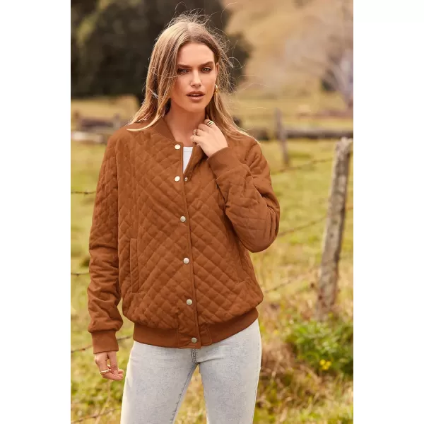 imagePRETTYGARDEN Womens Fall Fashion Jacket Long Sleeve Button Down Trendy Casual Outerwear Clothes Winter Coats with PocketsBrown