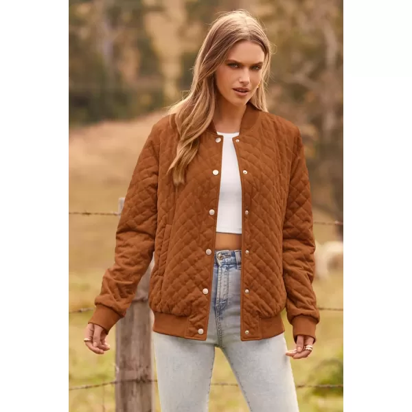 imagePRETTYGARDEN Womens Fall Fashion Jacket Long Sleeve Button Down Trendy Casual Outerwear Clothes Winter Coats with PocketsBrown