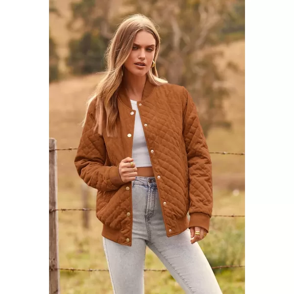 imagePRETTYGARDEN Womens Fall Fashion Jacket Long Sleeve Button Down Trendy Casual Outerwear Clothes Winter Coats with PocketsBrown