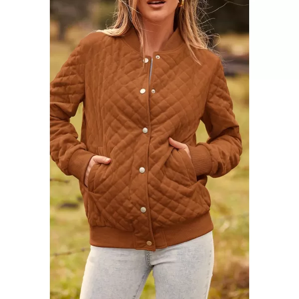 imagePRETTYGARDEN Womens Fall Fashion Jacket Long Sleeve Button Down Trendy Casual Outerwear Clothes Winter Coats with PocketsBrown