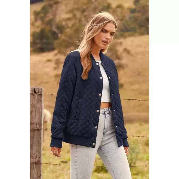 imagePRETTYGARDEN Womens Fall Fashion Jacket Long Sleeve Button Down Trendy Casual Outerwear Clothes Winter Coats with PocketsNavy