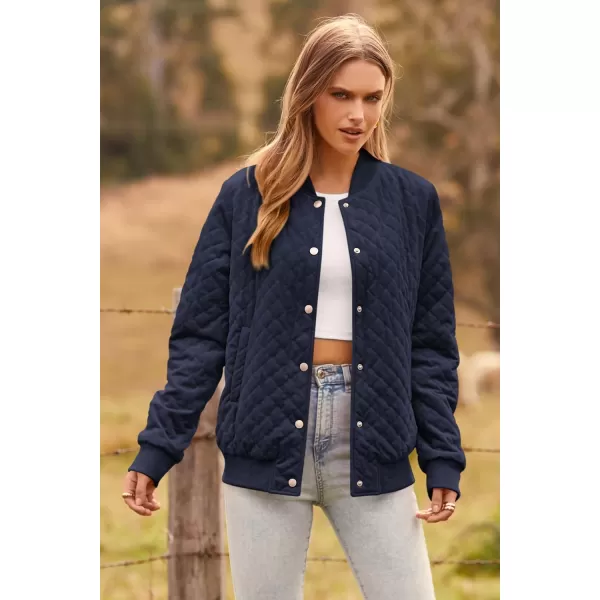 imagePRETTYGARDEN Womens Fall Fashion Jacket Long Sleeve Button Down Trendy Casual Outerwear Clothes Winter Coats with PocketsNavy