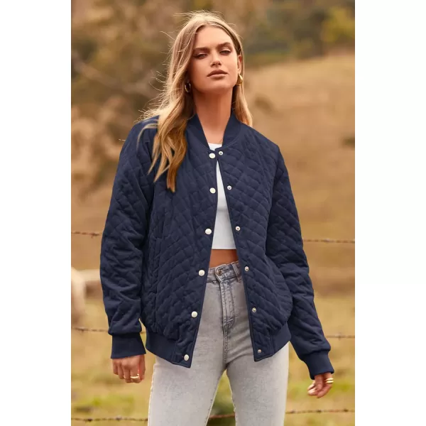 imagePRETTYGARDEN Womens Fall Fashion Jacket Long Sleeve Button Down Trendy Casual Outerwear Clothes Winter Coats with PocketsNavy