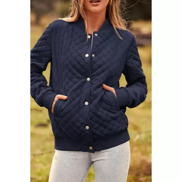 imagePRETTYGARDEN Womens Fall Fashion Jacket Long Sleeve Button Down Trendy Casual Outerwear Clothes Winter Coats with PocketsNavy